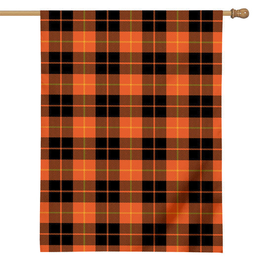 Orange Black And Yellow Tartan Print House Flag