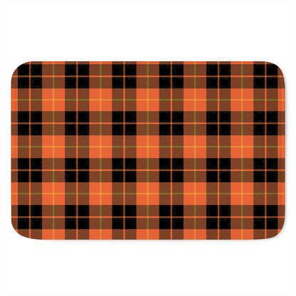 Orange Black And Yellow Tartan Print Indoor Door Mat
