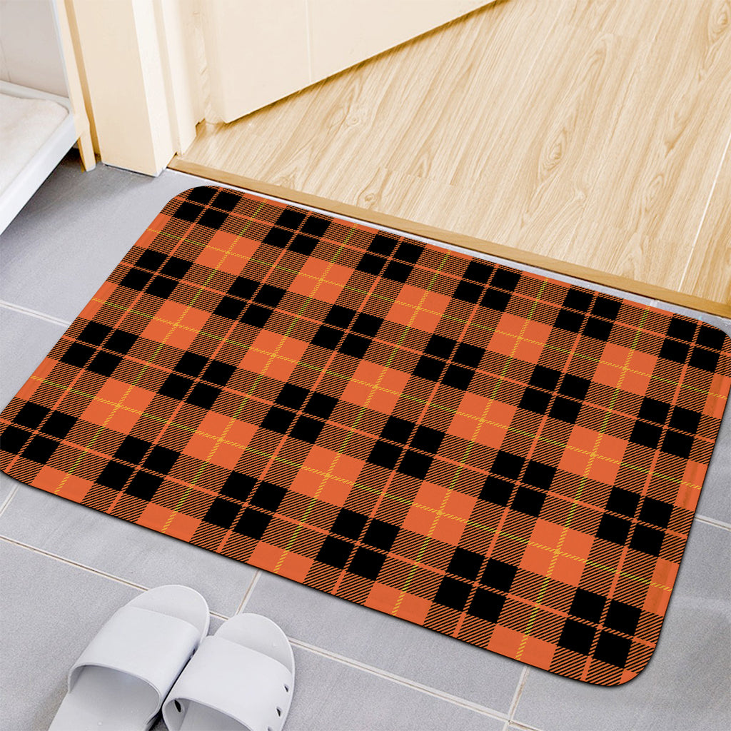 Orange Black And Yellow Tartan Print Indoor Door Mat