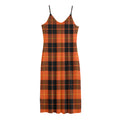Orange Black And Yellow Tartan Print Jersey Midi Cami Dress