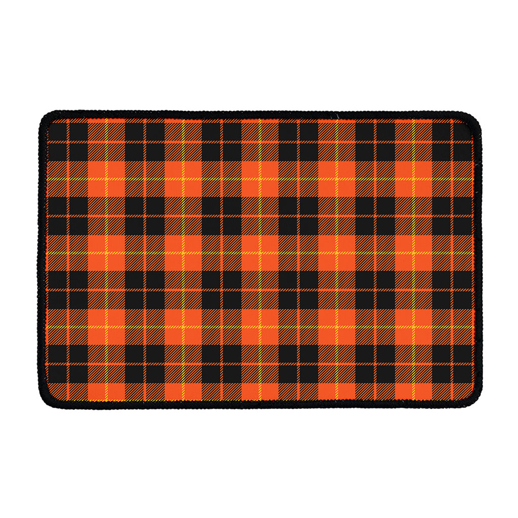 Orange Black And Yellow Tartan Print Kitchen Mat