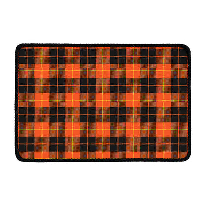 Orange Black And Yellow Tartan Print Kitchen Mat