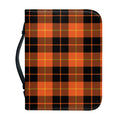 Orange Black And Yellow Tartan Print Leather Bible Cover