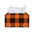 Orange Black And Yellow Tartan Print Leather Tissue Box Cover