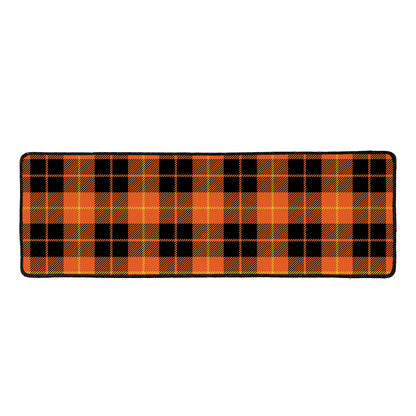 Orange Black And Yellow Tartan Print Long Kitchen Mat
