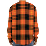 Orange Black And Yellow Tartan Print Long Sleeve Baseball Jersey