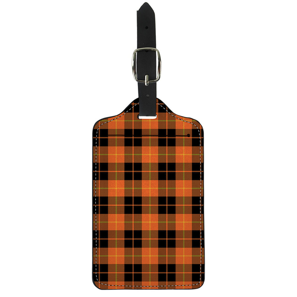 Orange Black And Yellow Tartan Print Luggage Tag