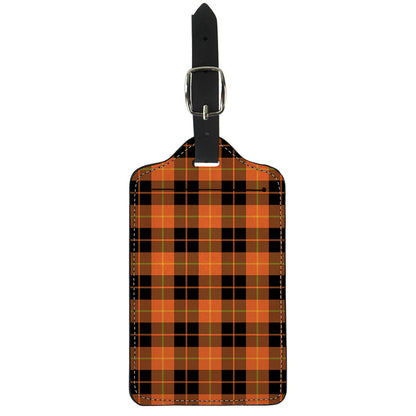Orange Black And Yellow Tartan Print Luggage Tag