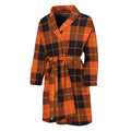 Orange Black And Yellow Tartan Print Men's Bathrobe