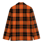 Orange Black And Yellow Tartan Print Men's Blazer
