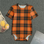 Orange Black And Yellow Tartan Print Men's Bodysuit