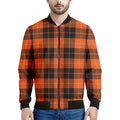 Orange Black And Yellow Tartan Print Men's Bomber Jacket