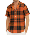 Orange Black And Yellow Tartan Print Men's Deep V-Neck Shirt