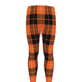 Orange Black And Yellow Tartan Print Men's Leggings