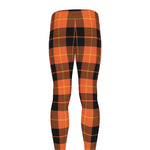 Orange Black And Yellow Tartan Print Men's leggings