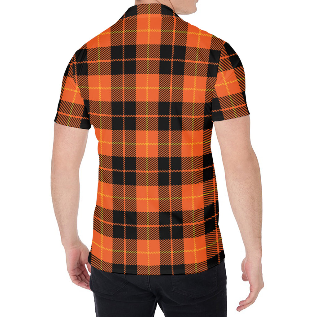 Orange Black And Yellow Tartan Print Men's Shirt