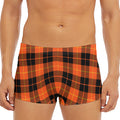 Orange Black And Yellow Tartan Print Men's Short Boxer Briefs