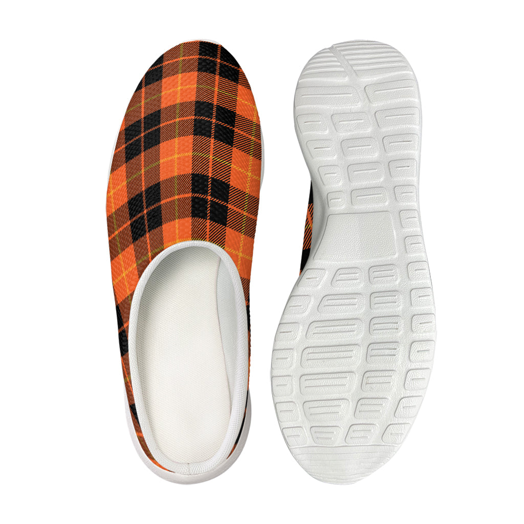 Orange Black And Yellow Tartan Print Mesh Casual Shoes