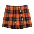 Orange Black And Yellow Tartan Print Mesh Shorts