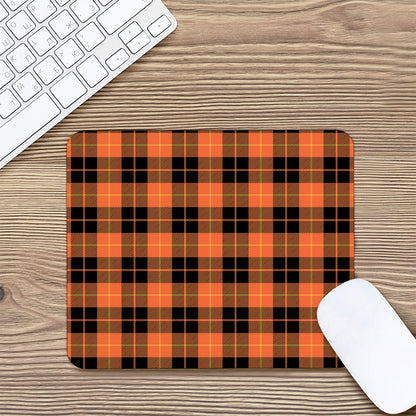 Orange Black And Yellow Tartan Print Mouse Pad