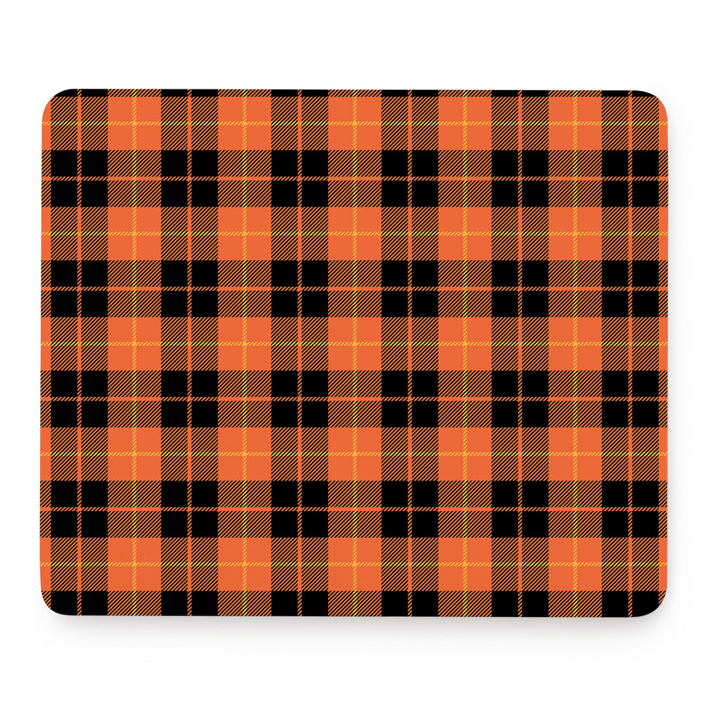 Orange Black And Yellow Tartan Print Mouse Pad