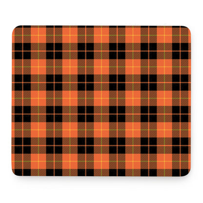 Orange Black And Yellow Tartan Print Mouse Pad