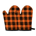 Orange Black And Yellow Tartan Print Oven Mitts