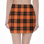 Orange Black And Yellow Tartan Print Pencil Mini Skirt
