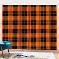 Orange Black And Yellow Tartan Print Pencil Pleat Curtains