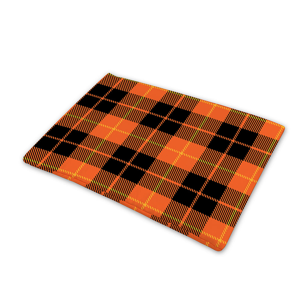 Orange Black And Yellow Tartan Print Pet Cooling Mat Cover