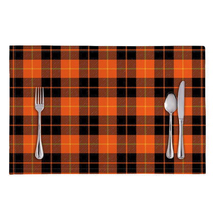 Orange Black And Yellow Tartan Print Placemat