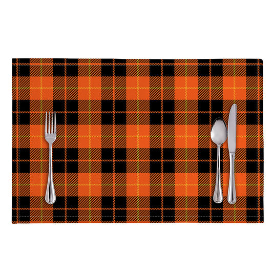 Orange Black And Yellow Tartan Print Placemat