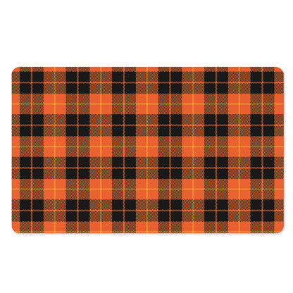 Orange Black And Yellow Tartan Print Polyester Doormat
