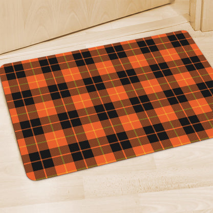 Orange Black And Yellow Tartan Print Polyester Doormat