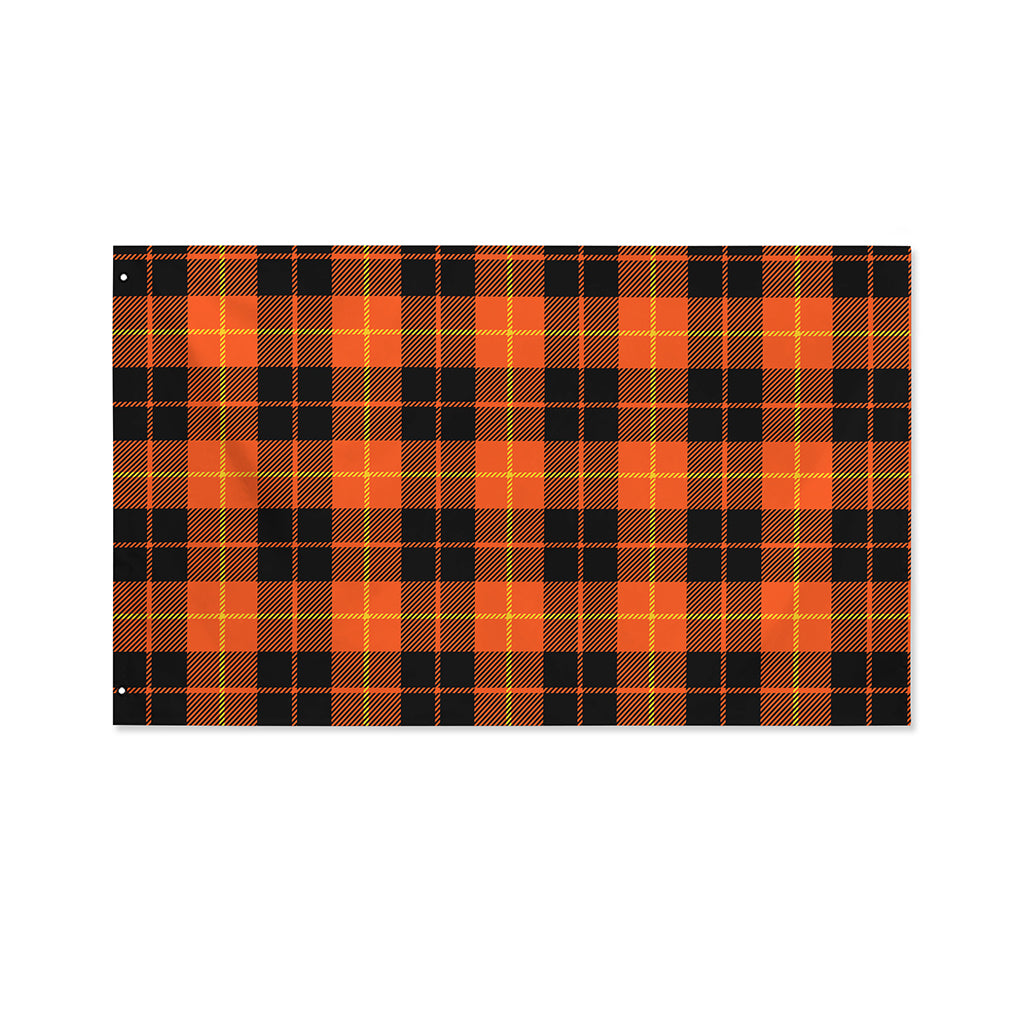 Orange Black And Yellow Tartan Print Polyester Flag