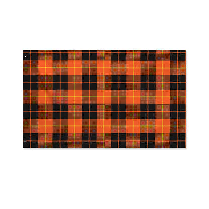 Orange Black And Yellow Tartan Print Polyester Flag