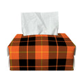 Orange Black And Yellow Tartan Print Rectangle Tissue Box Cover