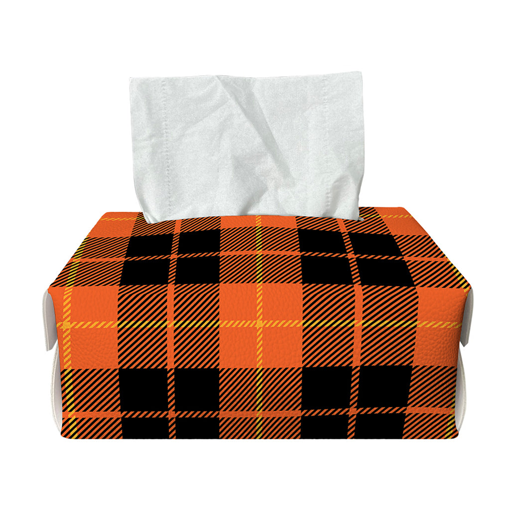 Orange Black And Yellow Tartan Print Rectangle Tissue Box Cover