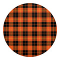 Orange Black And Yellow Tartan Print Round Blanket