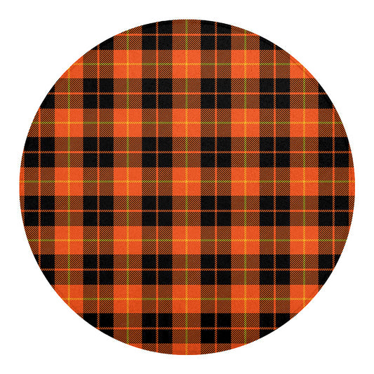 Orange Black And Yellow Tartan Print Round Blanket