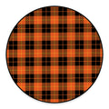 Orange Black And Yellow Tartan Print Round Floor Mat