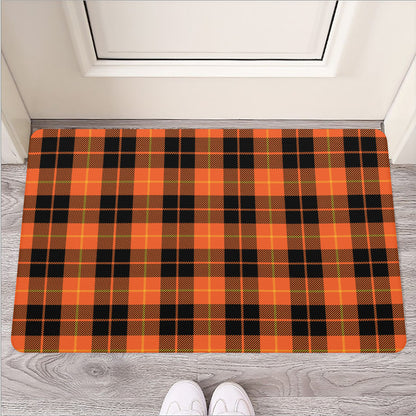 Orange Black And Yellow Tartan Print Rubber Doormat