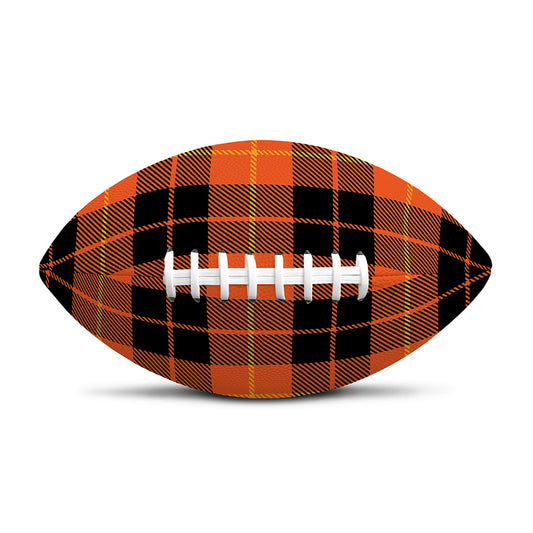 Orange Black And Yellow Tartan Print Rugby Ball