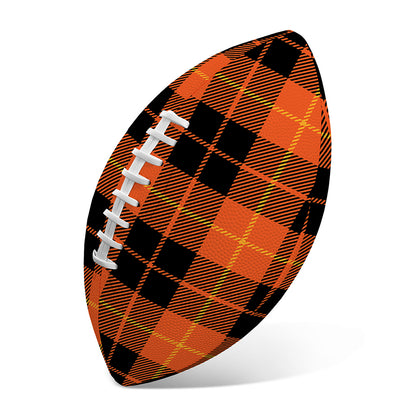 Orange Black And Yellow Tartan Print Rugby Ball