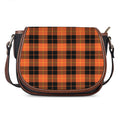Orange Black And Yellow Tartan Print Saddle Bag