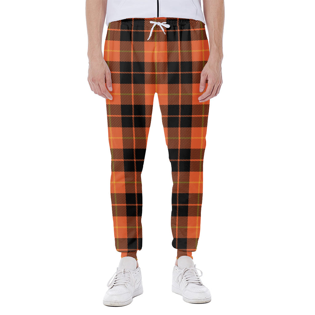 Orange Black And Yellow Tartan Print Scuba Joggers