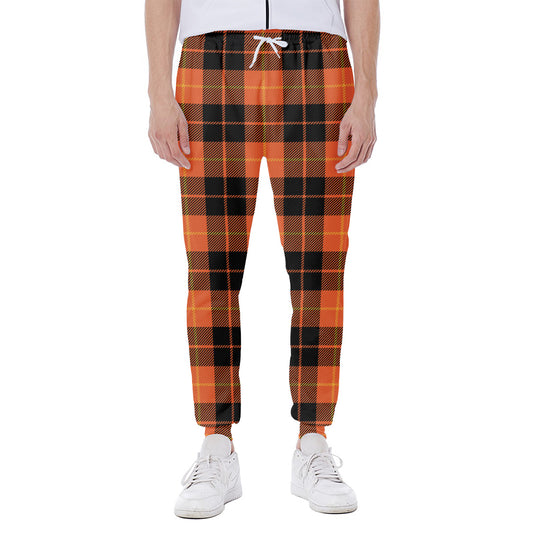 Orange Black And Yellow Tartan Print Scuba Joggers