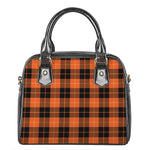 Orange Black And Yellow Tartan Print Shoulder Handbag