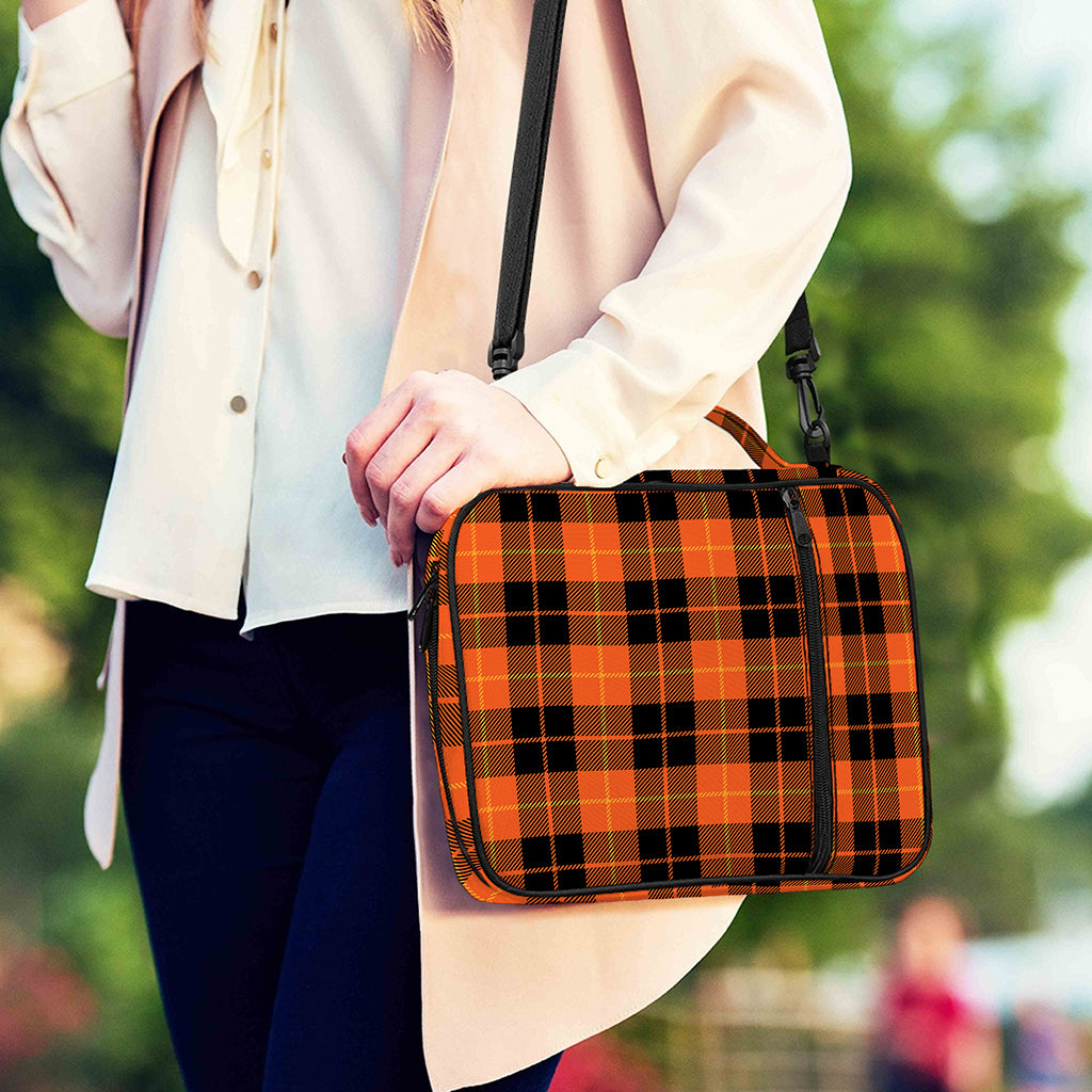 Orange Black And Yellow Tartan Print Shoulder Strap Bible Bag
