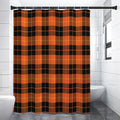 Orange Black And Yellow Tartan Print Shower Curtain